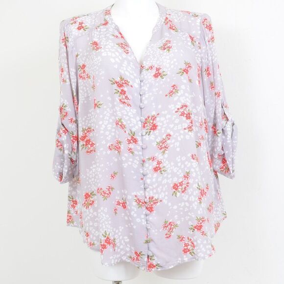 Torrid Harper Leopard Floral Challis Blouse Plus Size 2X - Picture 2 of 11